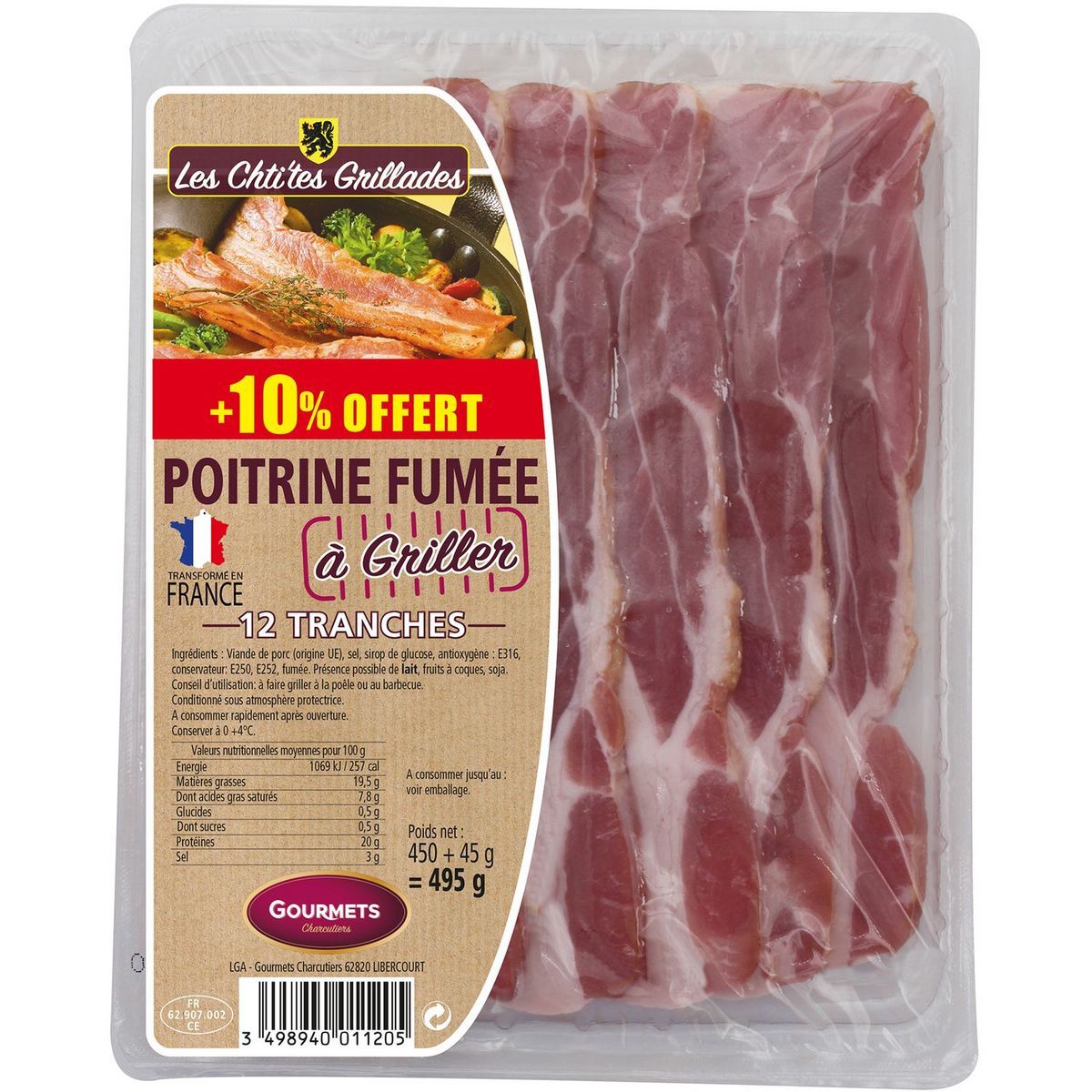 POITRINE FUMÉE À GRILLER GOURMETS DE L'ARTOIS