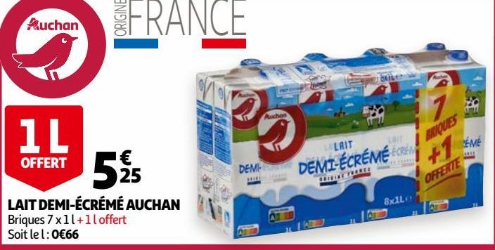 LAIT DEMI-ÉCRÉMÉ AUCHAN