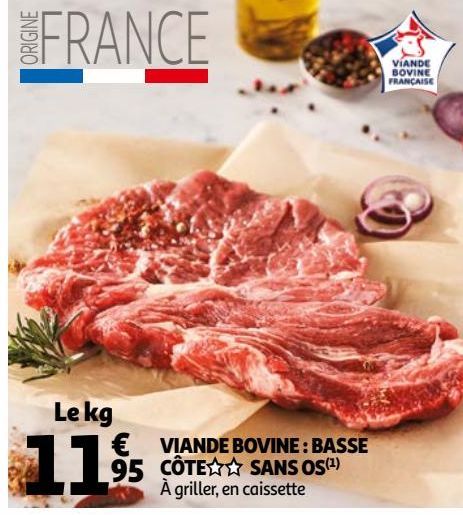 VIANDE BOVINE : BASSE CÒTE SANS OS