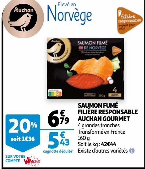 SAUMON FUMÉ FILIÈRE RESPONSABLE AUCHAN GOURMET