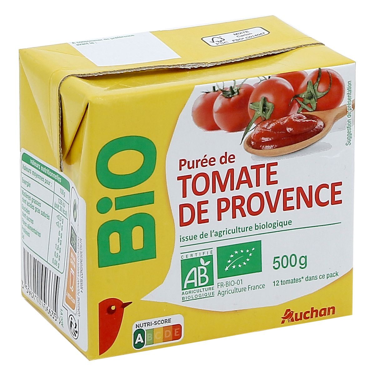 PURÉE DE TOMATE DE PROVENCE AUCHAN BIO