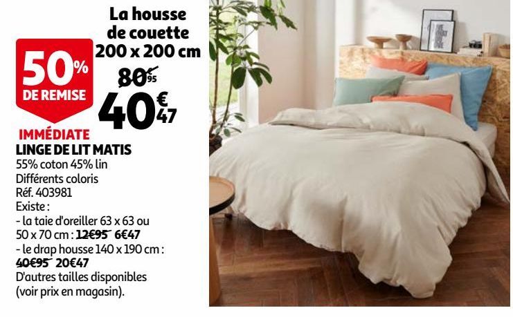 LINGE DE LIT MATIS 200 x 200 cm La housse de couette