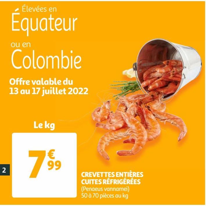 CREVETTES ENTIÈRES CUITES RÉFRIGÉRÉES