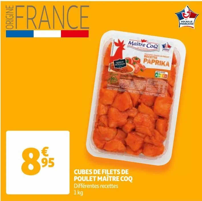 cubes de filets de poulet maître coq