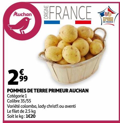 POMMES DE TERRE PRIMEUR AUCHAN