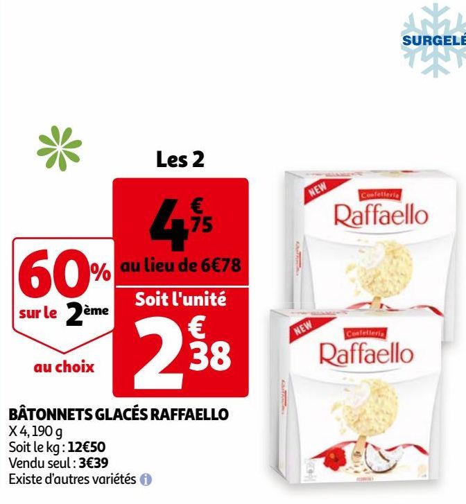 BÂTONNETS GLACÉS RAFFAELLO