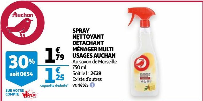 SPRAY NETTOYANT DÉTACHANT MÉNAGER MULTI USAGES AUCHAN