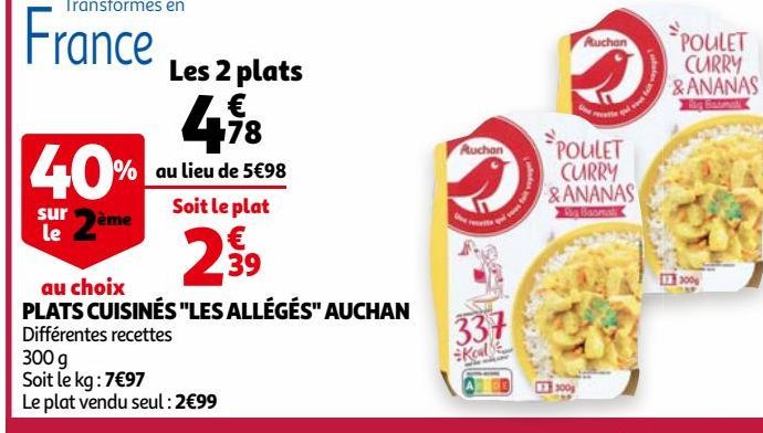 PLATS CUISINÉS "LES ALLÉGÉS" AUCHAN