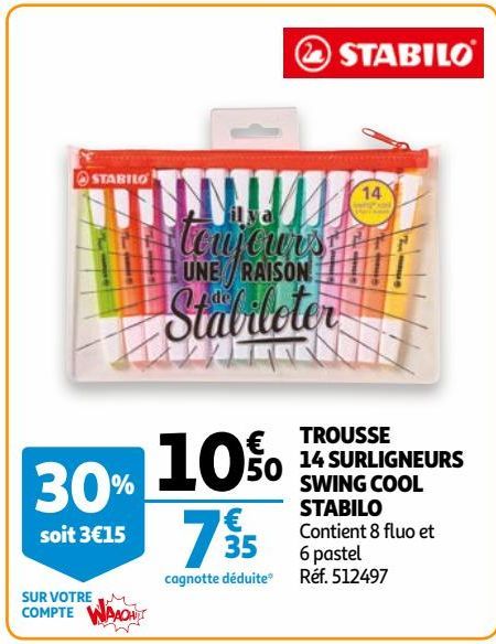 TROUSSE 14 SURLIGNEURS SWING COOL STABILO