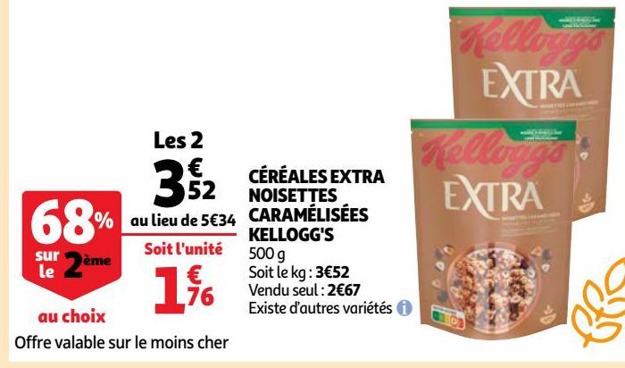 CÉRÉALES EXTRA NOISETTES CARAMÉLISÉES KELLOGG'S