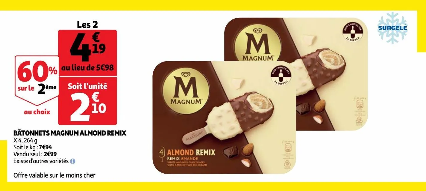 bâtonnets magnum almond remix