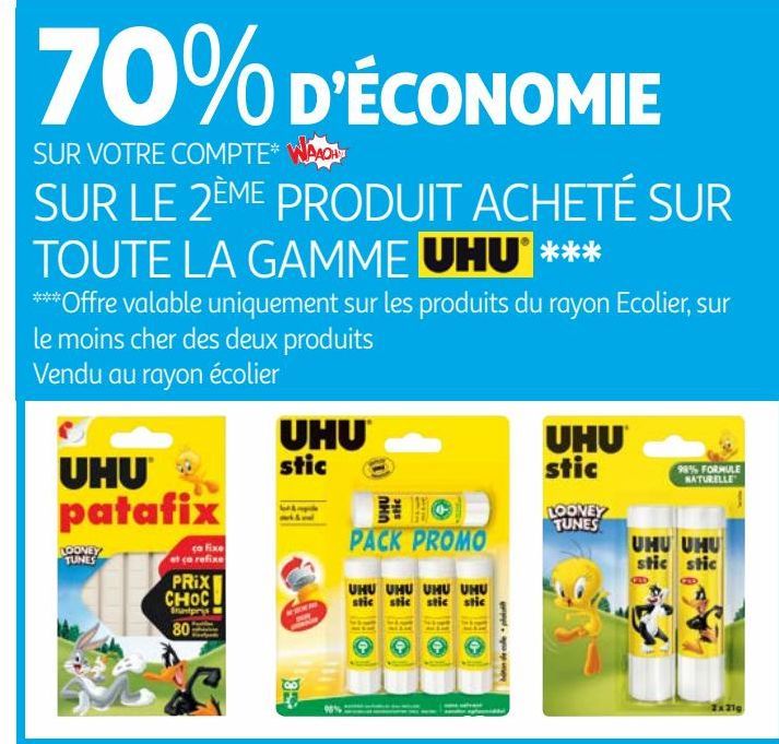 70% DÉCONOMIE SUR VOTRE COMPTE WAAOH!!! SUR LE 2ÈME PRODUIT ACHETÉ SUR TOUTE LA GAMME