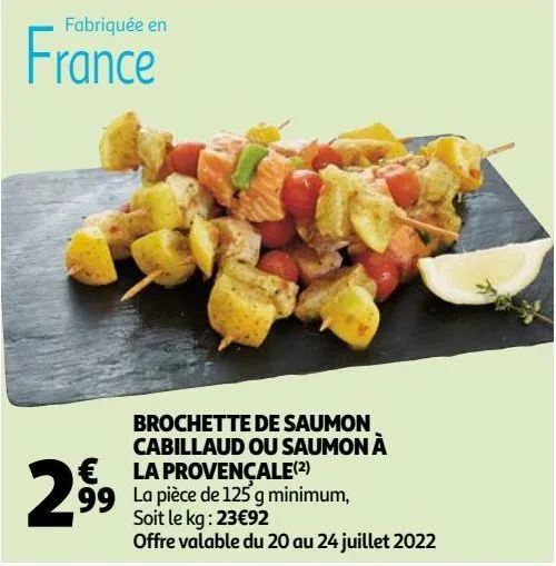 brochette de saumon cabillaud ou saumon à la provençale
