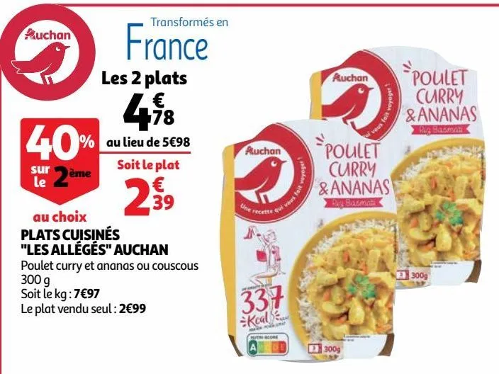 plats cuisinés "les allégés" auchan