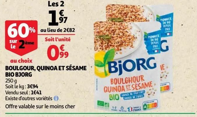 boulgour, quinoa et sésame bio bjorg