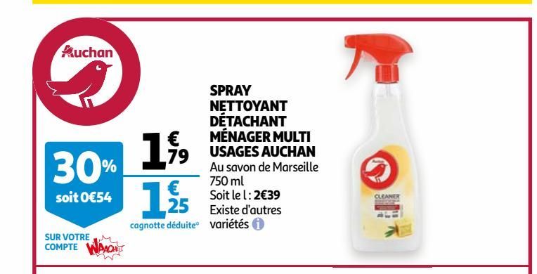 Spray nettoyant detachant menager multi usages auchan