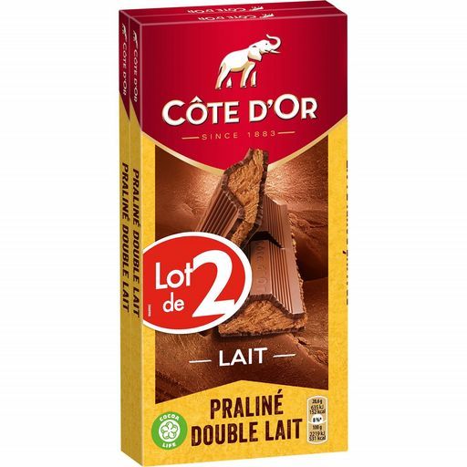 tablettes de chocolat praline double lait cote d´or