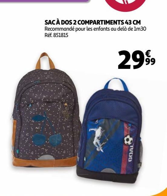 Sacs a dos cmopartiments 43cm