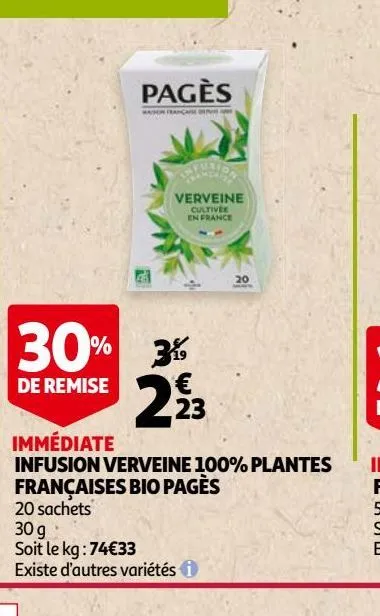infusions verveine 100% plantes francaises bio pages