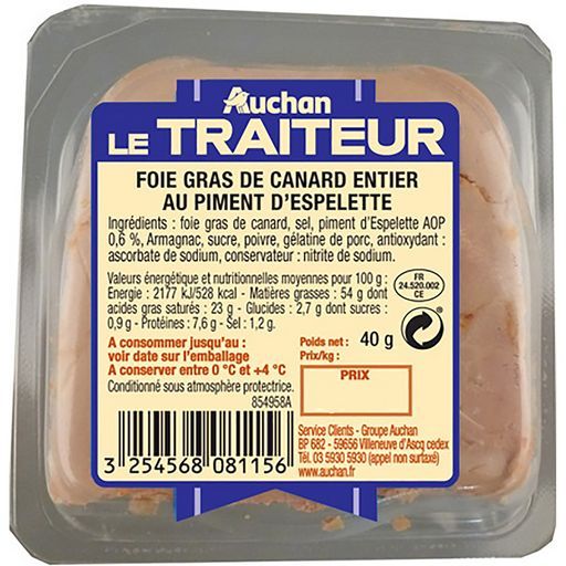 foie gras de canard entier IGP sud-ouest Auchan le traiteur