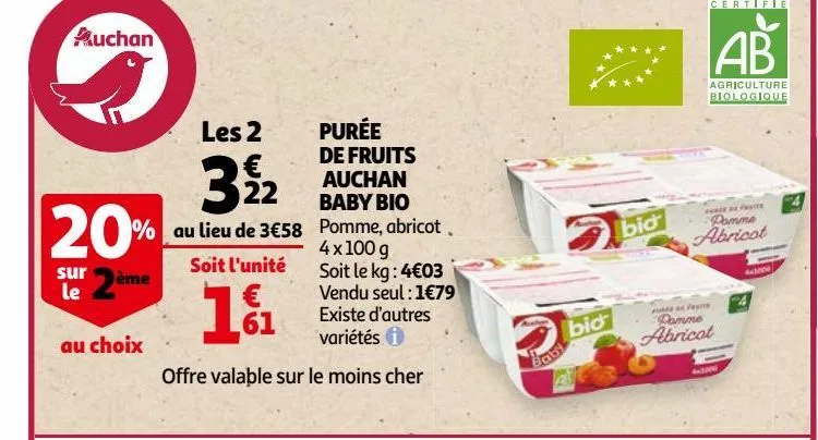 purée de fruits auchan baby bio