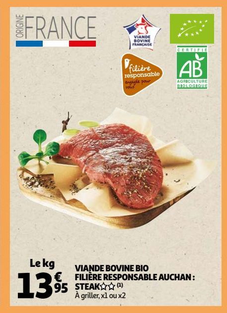 viande bovine filiere responsable auchan: steak