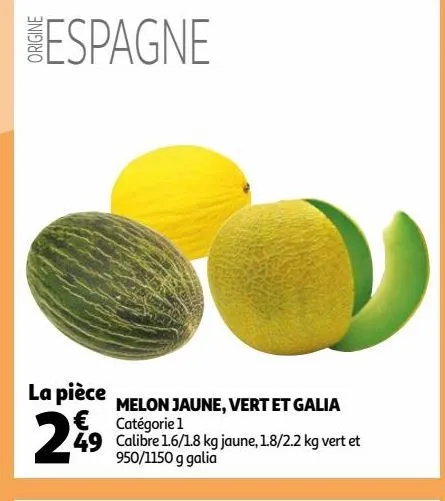 melon jaune, vert et galia