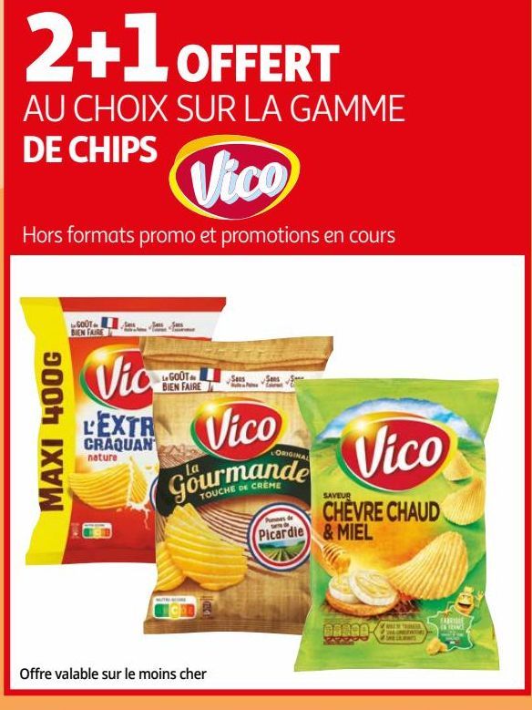 2+1 offert au choix sur la gamme de chips Vico