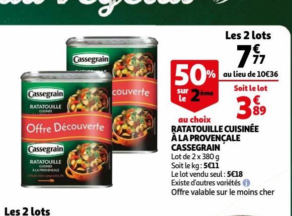 ratatouille cuisinee a la provencale Cassegrain