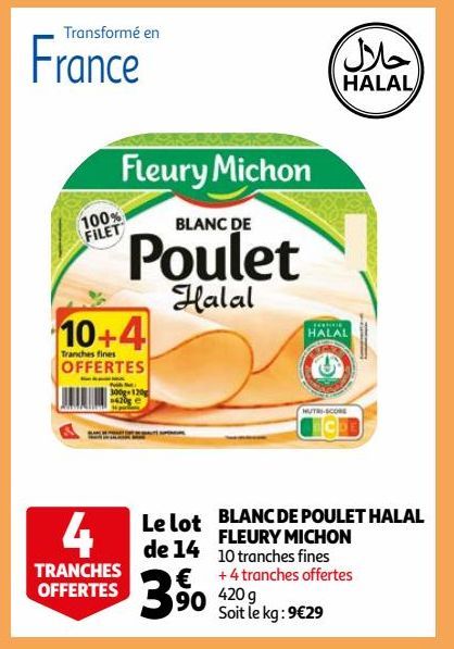 blanc de poulet halal Fleury Michon