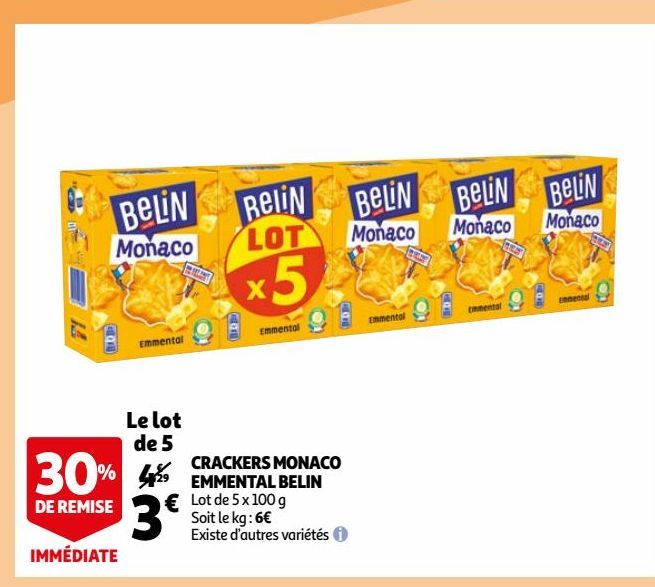 Crackers monaco emmental Belin