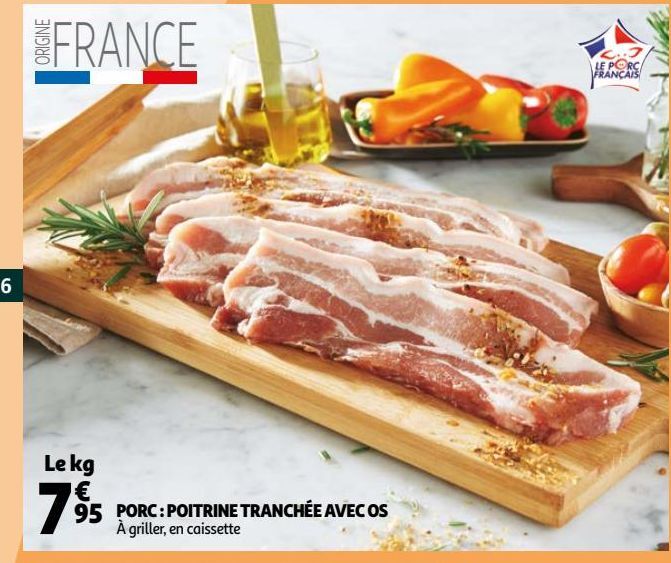 Porc: poitrine tranchee avec os