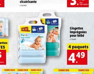 SETIGET  XOXOL  Jupile BABY WIPES  JUMBO BOX  Lingettes imprégnées pour bébé  4 paquets  4.4?  49  40,00  JUMBO BOX