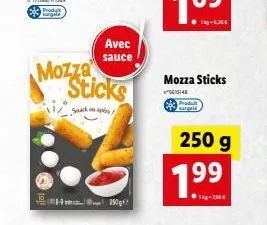 prod surgel  mozza sticks  sock on  6  - 250g  avec sauce  mozza sticks  1548  250 g  1.9?9  1kg-7,36