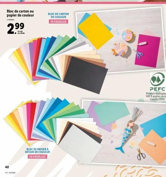 bloc de carton ou papier de couleur  *395601  42  99  le set  p-537/2022  bloc de carton de couleur 25 feuilles  bloc de papier à dessin de couleur 50 feuilles  to