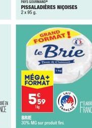 GRAND FORMAT!  le Brie  Temes  MÉGA+ FORMAT  599  1kg  BRIE  30% MG sur produit fini.  LAIT