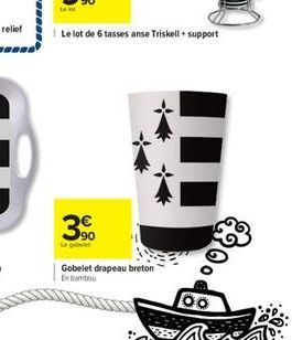 La lot  Le lot de 6 tasses anse Triskell + support  390  Gobelet drapeau breton En bambou  OO