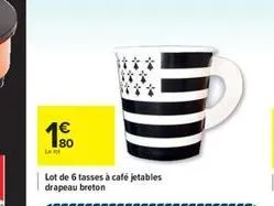 10  lot de 6 tasses à café jetables drapeau breton