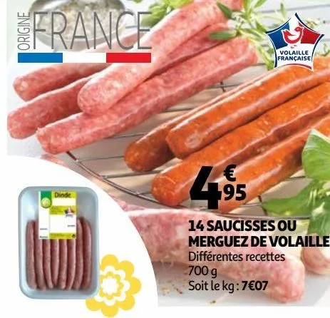 14 saucisses ou merguez de volaille