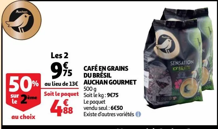 café en grains du brésil auchan gourmet