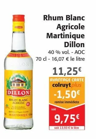 rhum blanc agricole martinique dillon