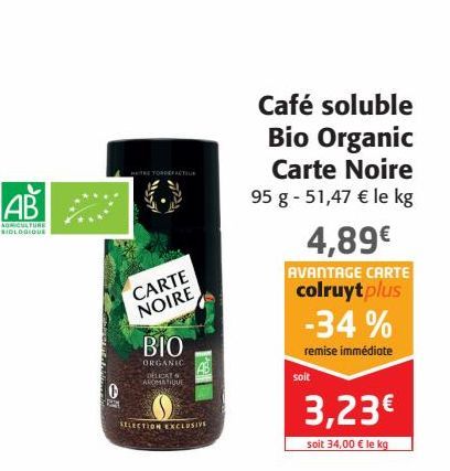 Café soluble Bio Organic Carte noire