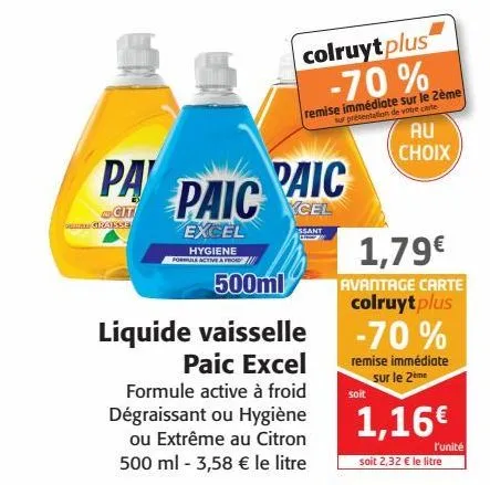 liquide vaisselle paic excel