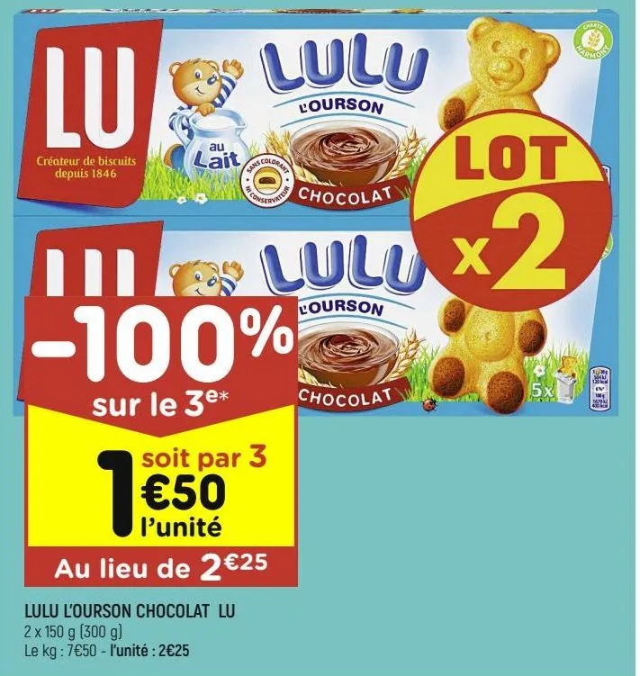 lulu l'ourson chocolat lu