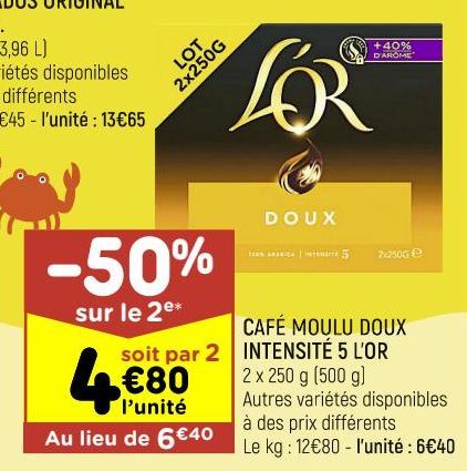 Café moulu doux L'Or