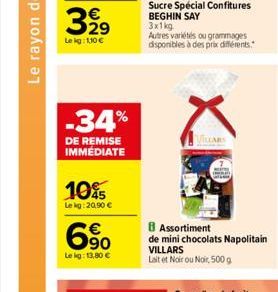 329    Lekg: 1,10   -34%  DE REMISE IMMÉDIATE  105  Le kg:20,90   90  Le kg: 13,80   Sucre Special Confitures BEGHIN SAY 3x1kg  Autres variétés ou grammages disponibles à des prix différents.  B A