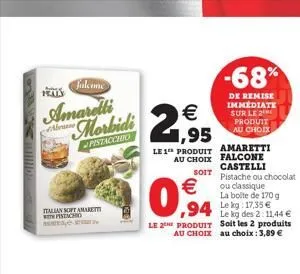 seele  ray  falcone  amarelli morbidi  pistacchio  italian soft amarett wpistachio   1,95  le 1 produit au choix  soit    0,94  94 l 17.35  le kg des 2:11,44  le 2 produit soit les 2 produits au c