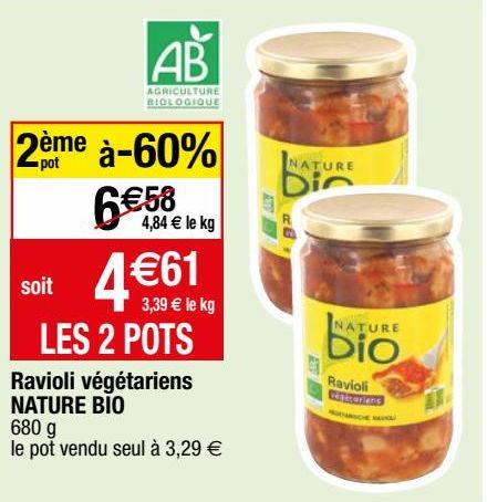 ravioli végétariens nature bio