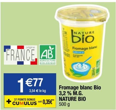 fromage blanc bio 3.2% M.G. nature bio