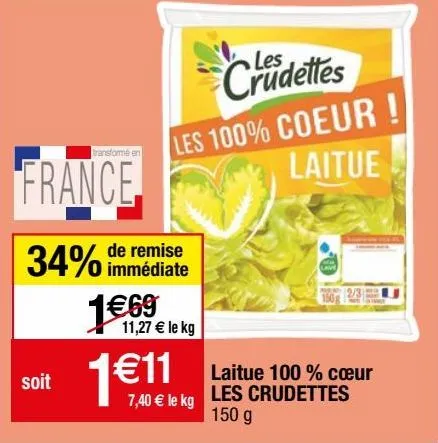 laitue 100% coeur les crudettes